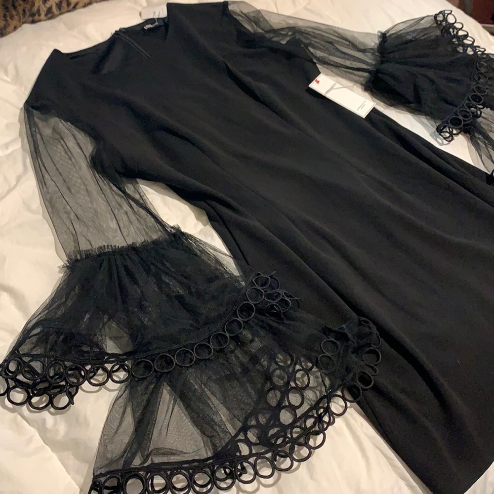 Little Black Statement Sleeve Cocktail Dress